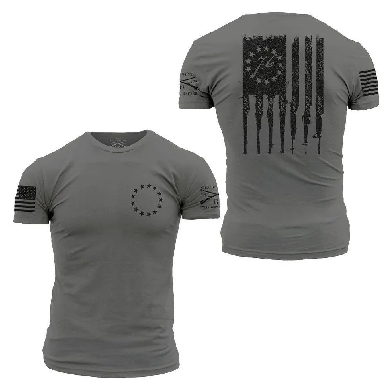 Popular Collection Betsy Rifle Flag T-Shirt - Heavy Metal