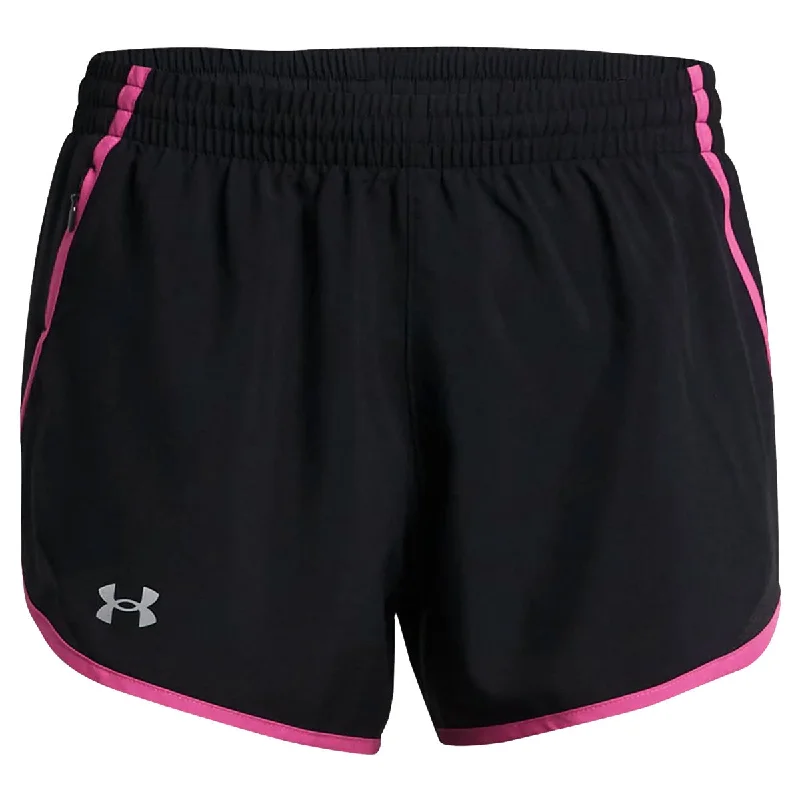 Edgy Fashion Deals Under Armour Fly By Running Shorts - Womens - Black/Astro Pink/Reflective