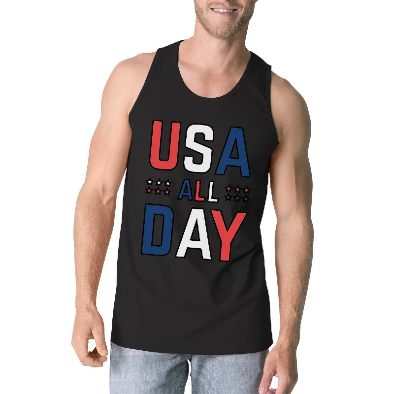 Women's Casual Wear Clothing USA All Day Mens Black Sleeveless Tank Top Unique Workout Tanks