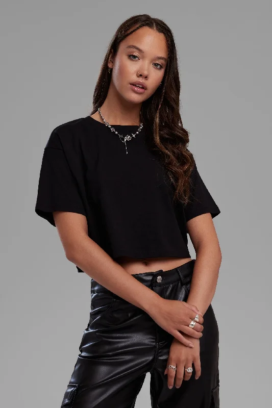 Budget Friendly T-shirt ample et écourté en coton - Femme