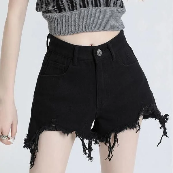 Top Deals High Waist Black Denim Shorts