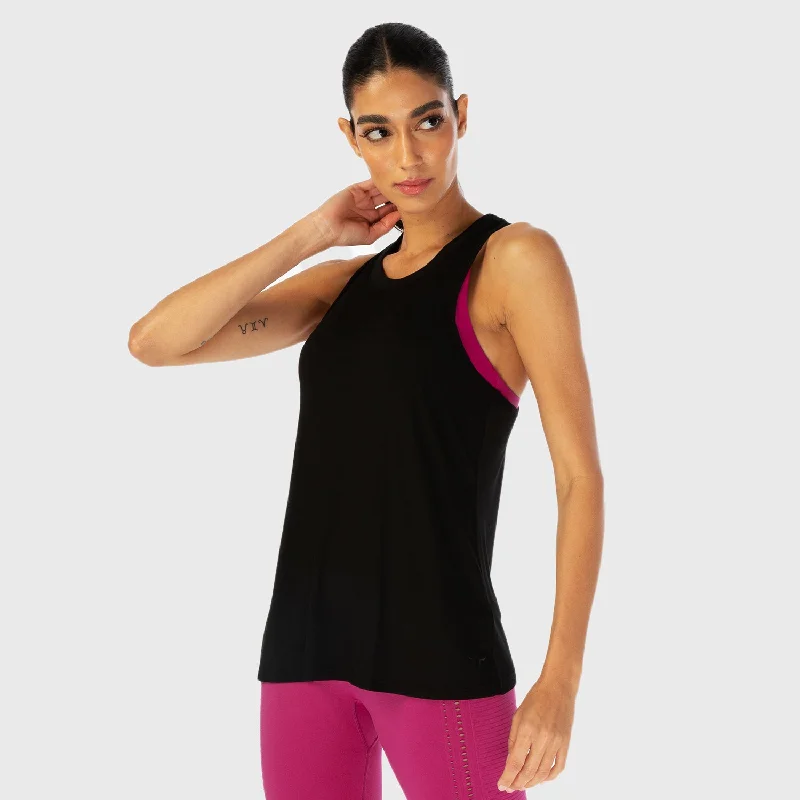 Women's Elegant Formal Outfit Infinity Longline Workout Tank - Black