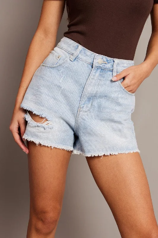 Women's Charming Outfit For Events Denim Relaxed Shorts High Rise