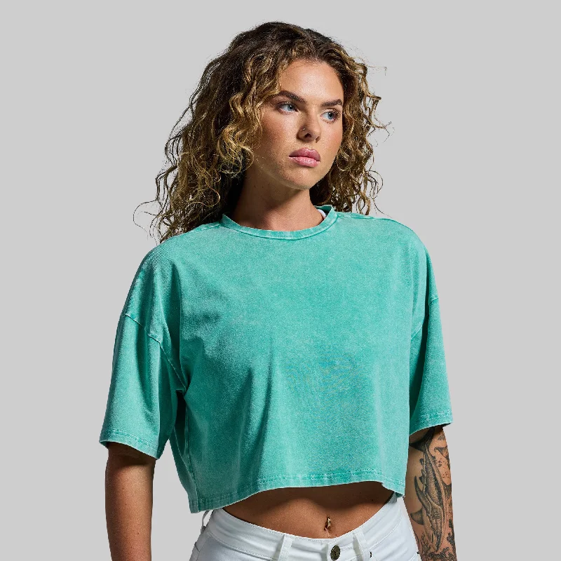 Women's Holiday Clothing Training Crop Tee 2.0 (Washed Jade)