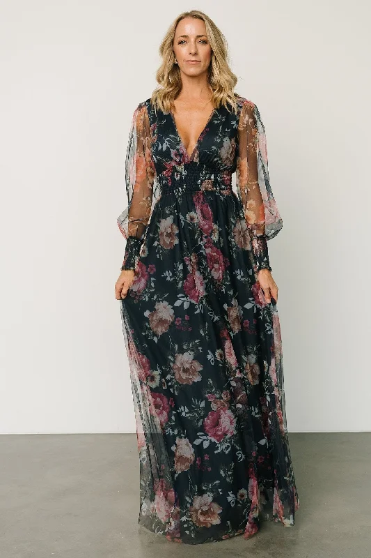 Winter Warehouse Sale Layla Tulle Maxi Dress | Garden Navy Floral