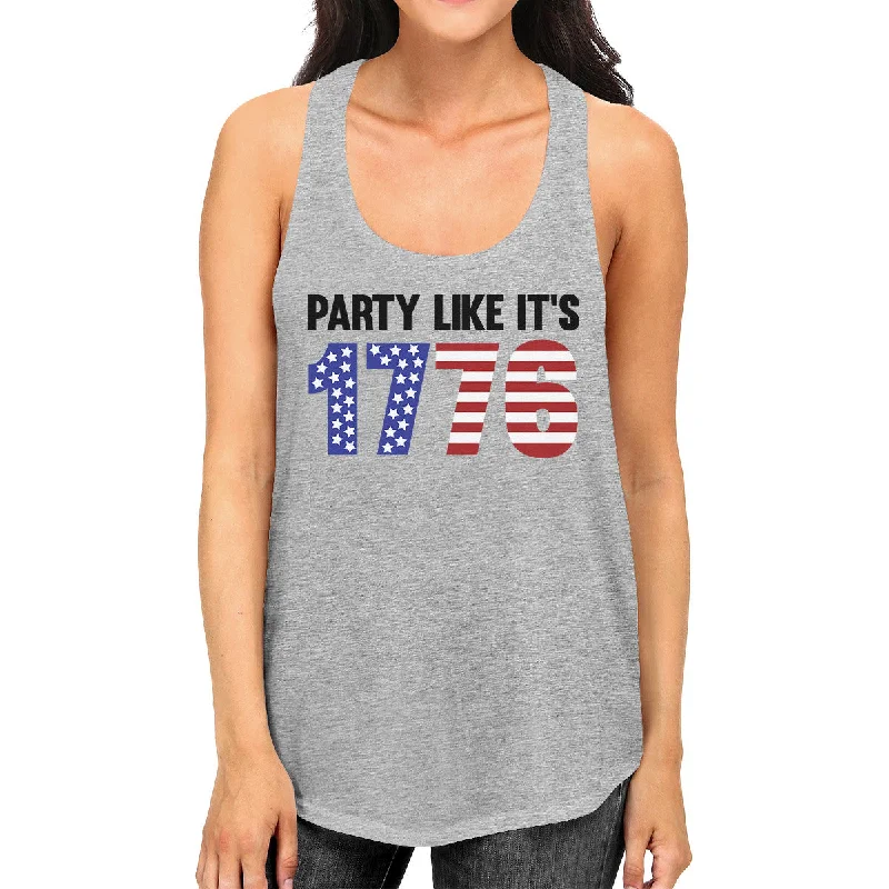 Women's Elegant Clothing Sets Party Like Its 1776 Women Gray Racerback Tanks For Independence Day