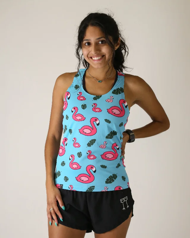 Spring Offer Women's Blue Flamingo Performance Singlet