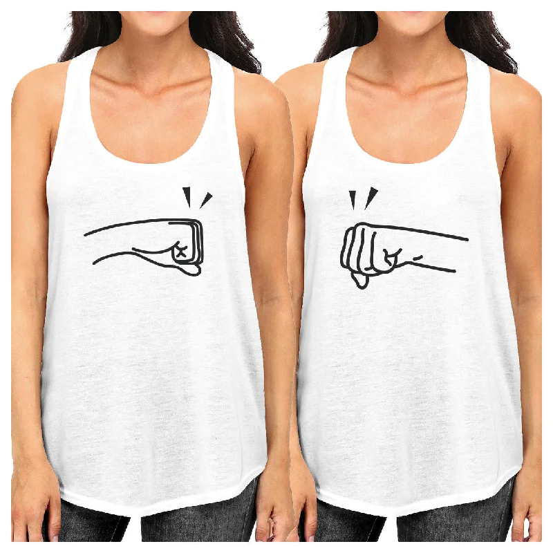 Crazy Discounts, Hurry Up Fists Pound BFF Matching White Tank Tops