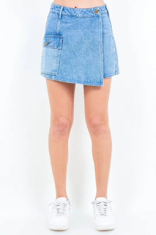 Refined Fashion Sale Cargo Pocket Mini Length Skort In Blue