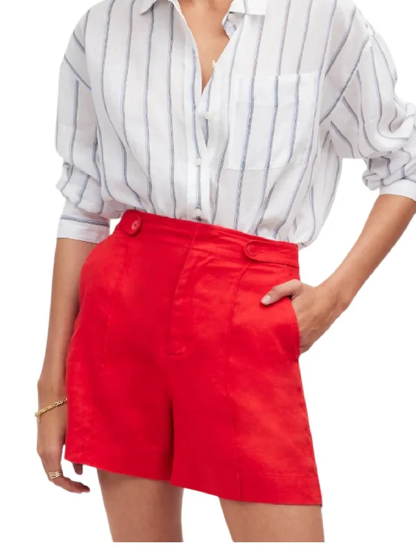 Get The Latest Trends Clean Button-Tab Shorts In Red