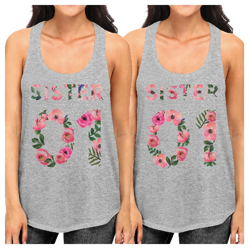 Limited Stock Sister 01 BFF Matching Grey Tank Tops