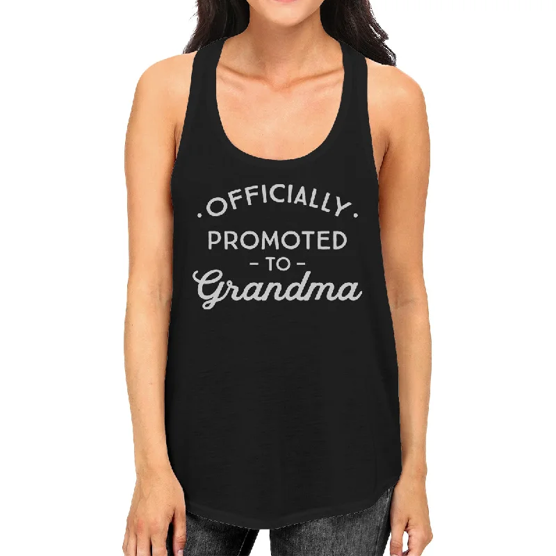 Women's Casual Outfit Officially Promoted To Grandma Womens Black Tank Top