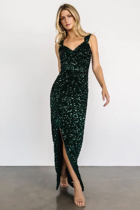 Chic And Edgy Marilyn Sequin Maxi Gown | Emerald