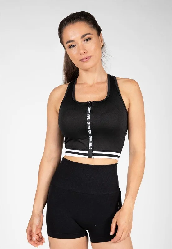 Step Ahead, Lead The Trend Gorilla Wear Mesa Zip Front Crop Top - Black