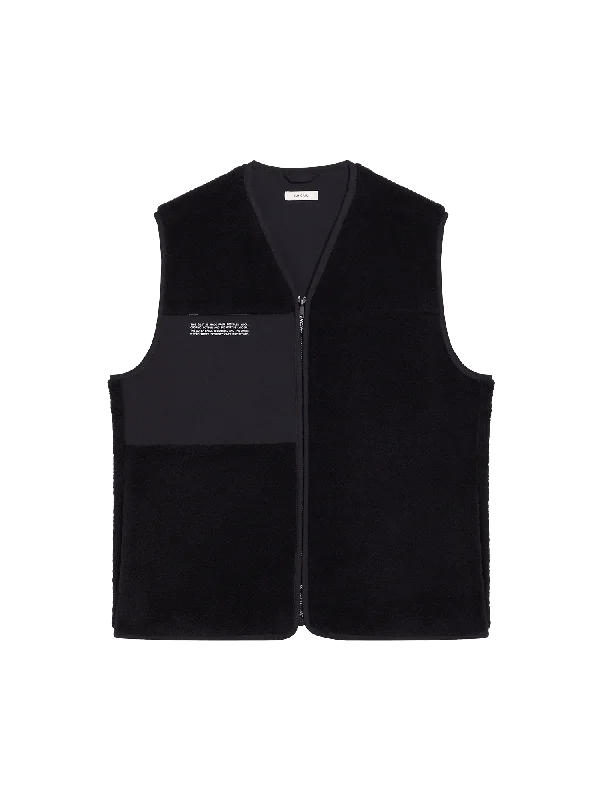 Stylish Women's Attire Womens Recycled Wool Fleece Gilet—black