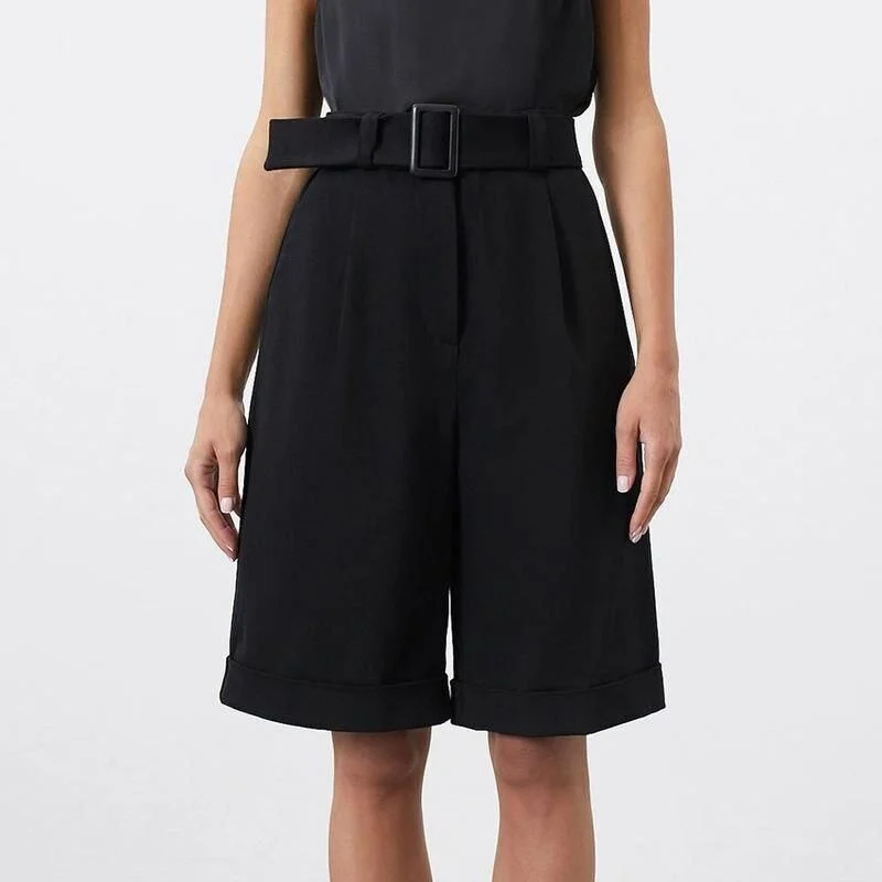 Limited Time Elegant High-Waisted Black Pleated Shorts for Women