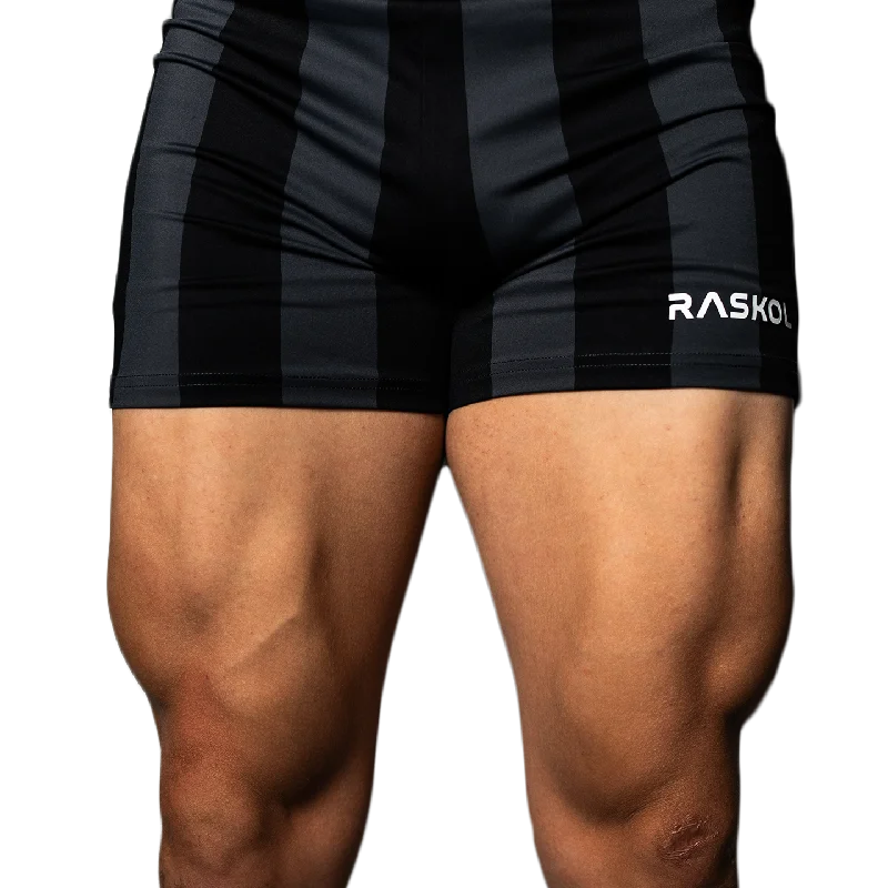 Women's Casual Clothing For Lounging RASKOL Charcoal Striped Bodybuilding Compression Shorts