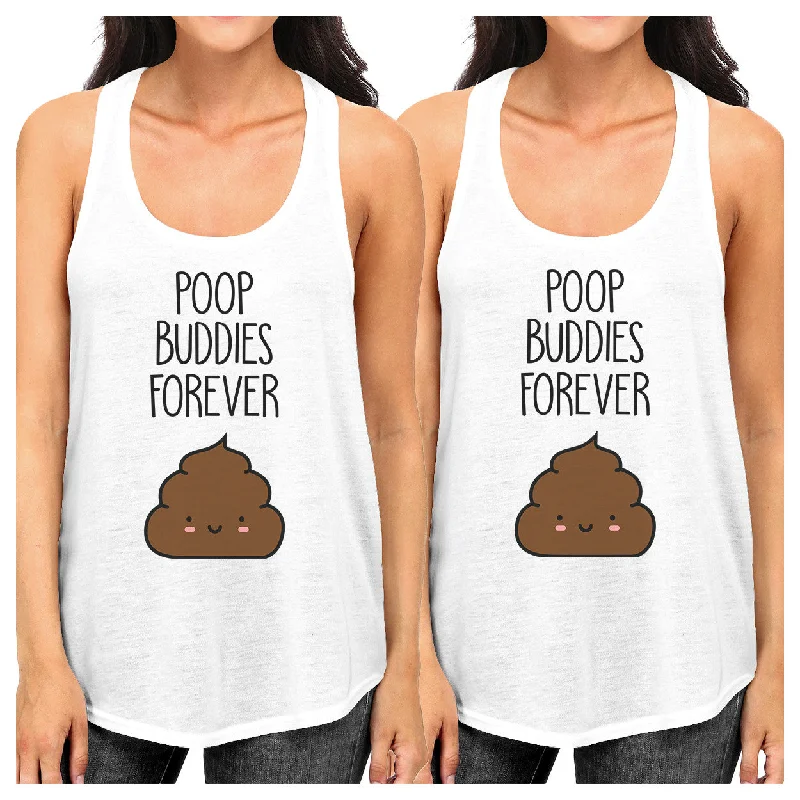 Polished Style Deals Poop Buddies BFF Matching White Tank Tops