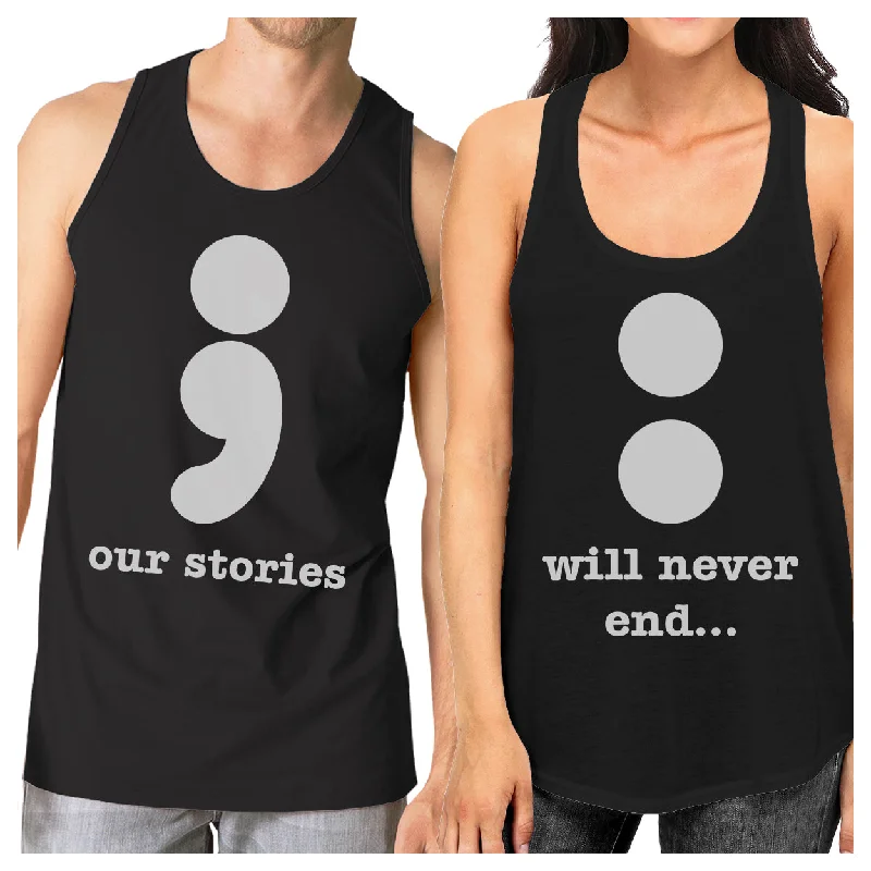 Elegant Women's Attire Our Stories Will Never End Matching Couple Black Tank Tops