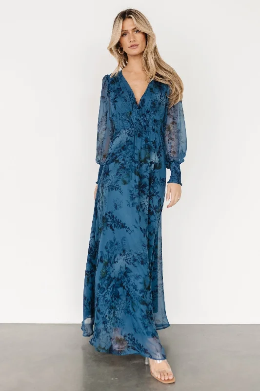 Comfortable Chic Olivia Maxi Dress | Deep Blue Floral