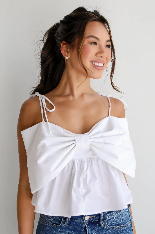 Clearance Sale, All Cheap FINAL SALE - Ideal Cuteness White Bow Tank