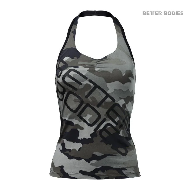 Affordable Trendy Fashion Better Bodies Halterneck Tank - Green Camoprint