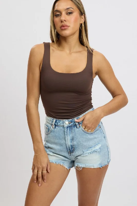 Vintage-Inspired Women's Apparel Denim Relaxed Shorts High Rise