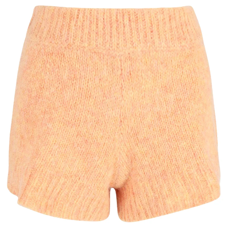 Stylish Women's Garments Rotate Birger Christensen High-Waist Knit Shorts in Orange Wool