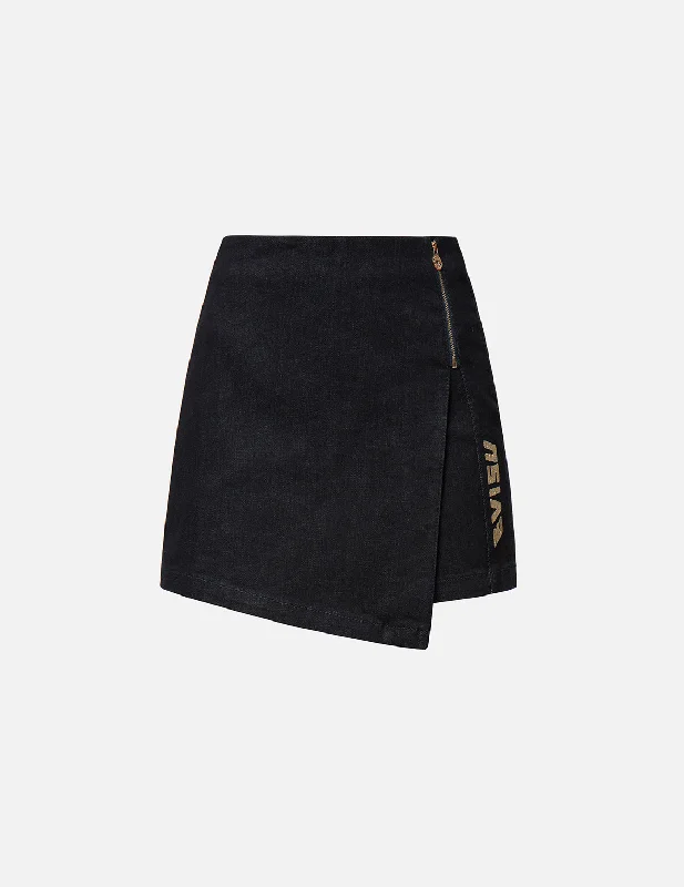 Exclusive Deals Online Seagull and Logo Embroidered Denim Skort