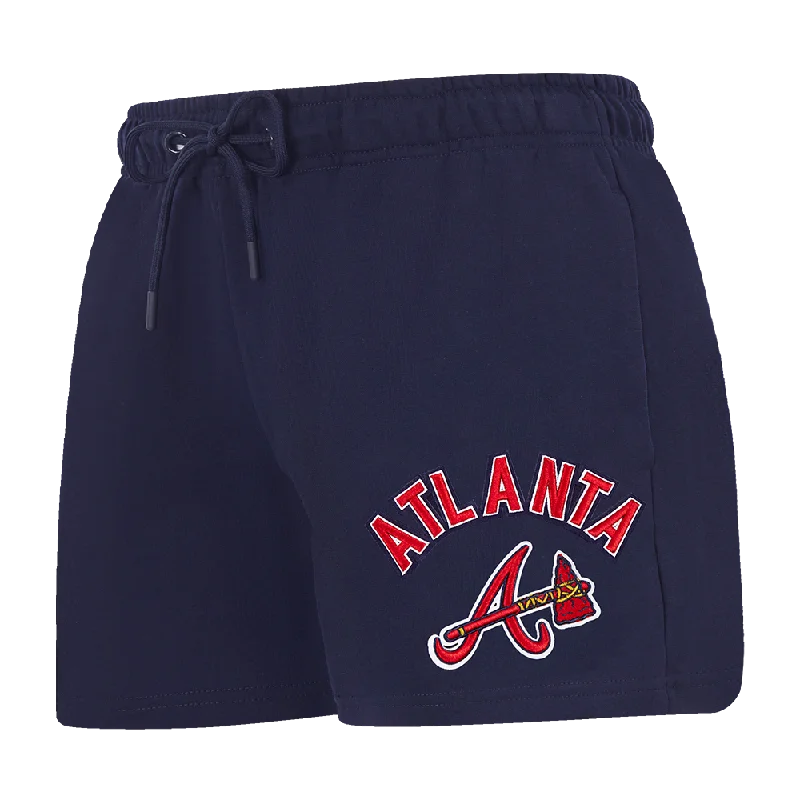 Vibrant Style Promotions MLB ATLANTA BRAVES CLASSIC WOMEN'S FLEECE SHORT (MIDNIGHT NAVY)