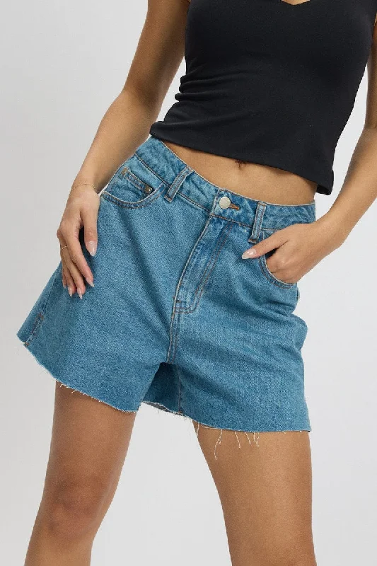 Women's Work Outfit For The Office Denim Relaxed Short Longline