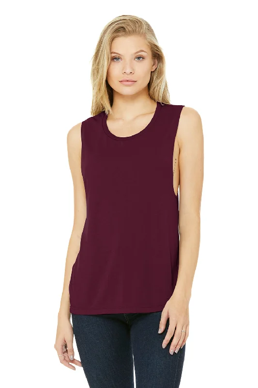 Women's Seasonal Clothing Bella + Canvas Womens Flowy Muscle Tank Top - Maroon - Closeout