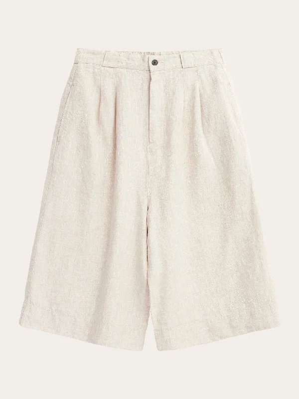 Women's Elegant Clothing Sets Natural linen baggy shorts - Light feather gray