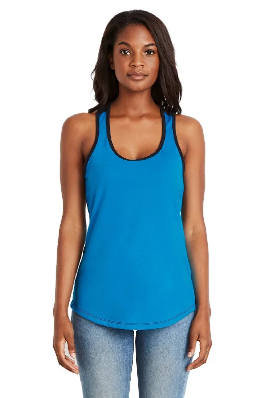 Huge Discounts This Week Next Level Womens Ideal Tank Top - Turquoise Blue/Black - Closeout