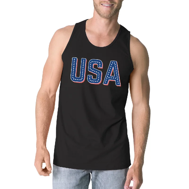 Easy Elegance Sales USA With Stars Mens Cotton Tank Top Unique USA Letter Printed Tee