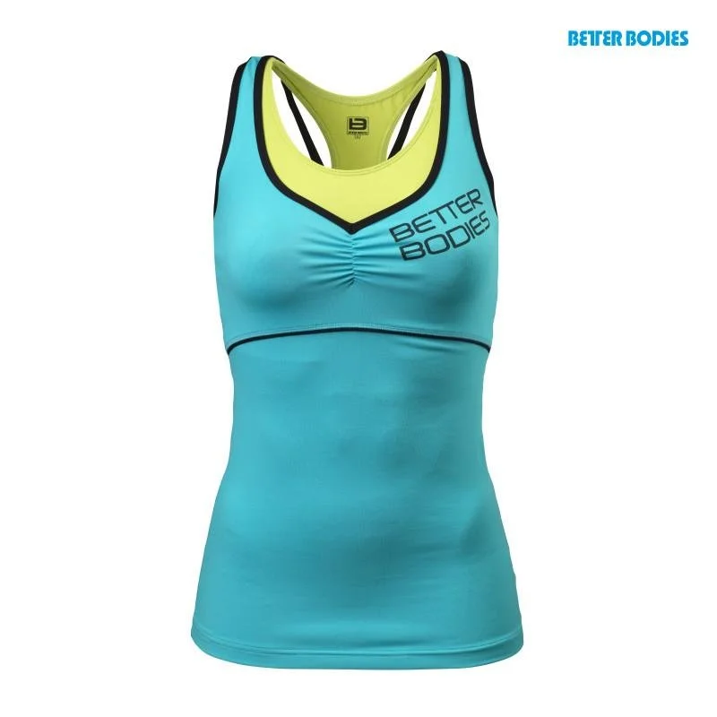 Women's Holiday Attire Bette Bodies 2 - Layer Logo Top - Aqua Blue