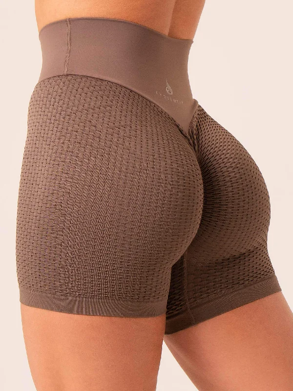 Women's Sporty Chic Clothes Honeycomb Scrunch Seamless Shorts - Taupe