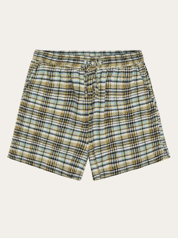 Statement Fashion Offers POSEY wide mid-rise check seersucker shorts - GOTS/Vegan - Yellow check