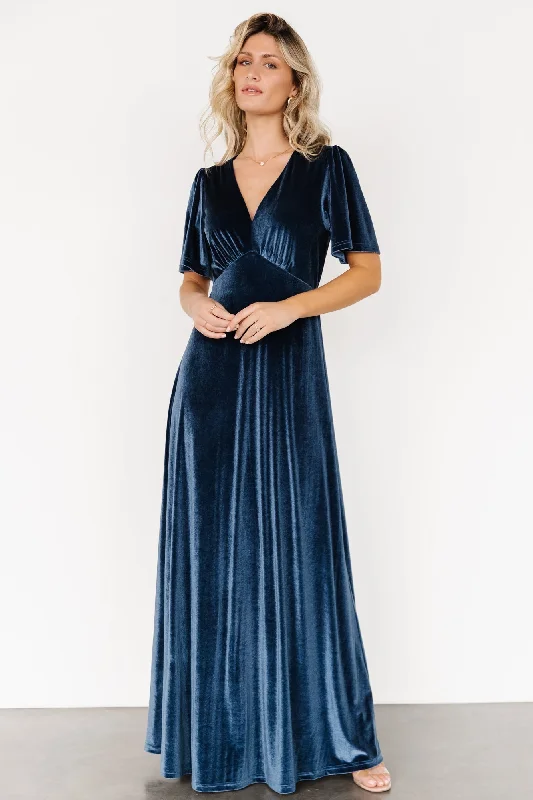 Unbeatable Deals Vivian Velvet Maxi Dress | Blue