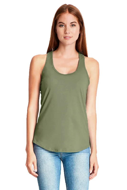 Shop Sale Items Next Level Womens Gathered Tank Top - Military Green - Closeout