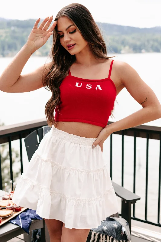 The Good Stuff American Child "USA" Knit Crop Tank (Red)