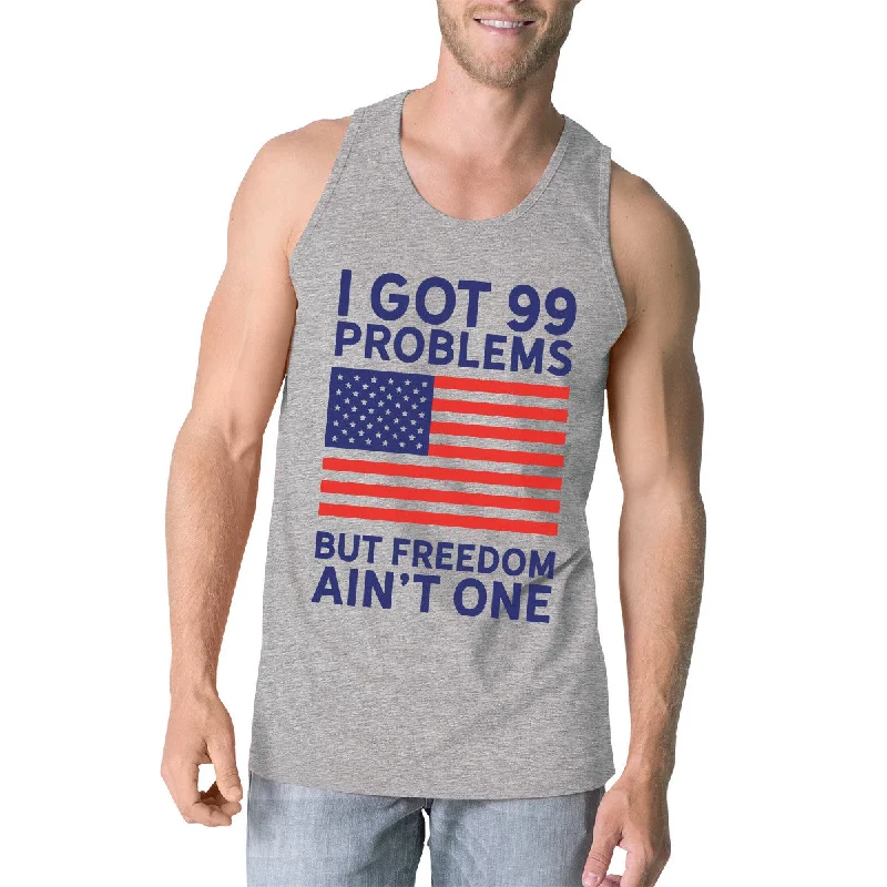 Women's Clothing For Travel Freedom Ain't One Mens Grey Sleeveless Shirt For Independence Day