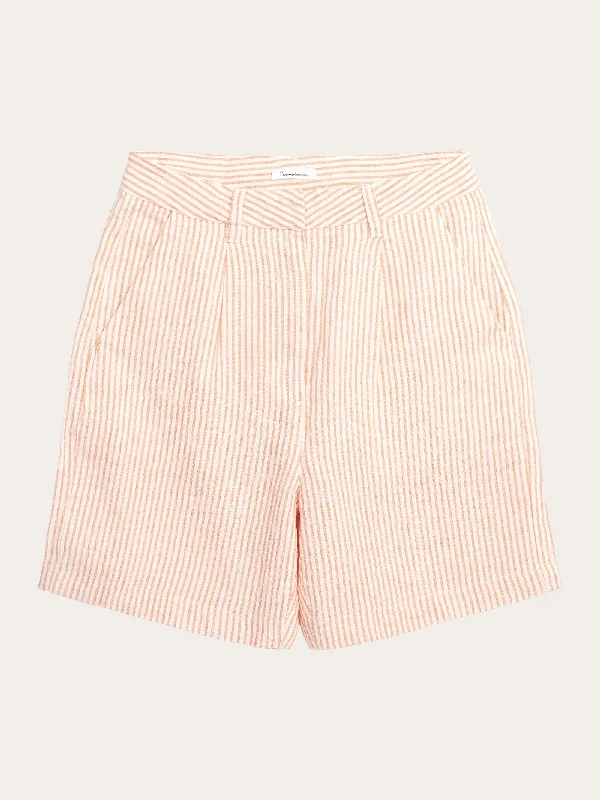 Cozy Comfort Style Sale POSEY wide high-rise striped linen shorts - GOTS/Vegan - Orange