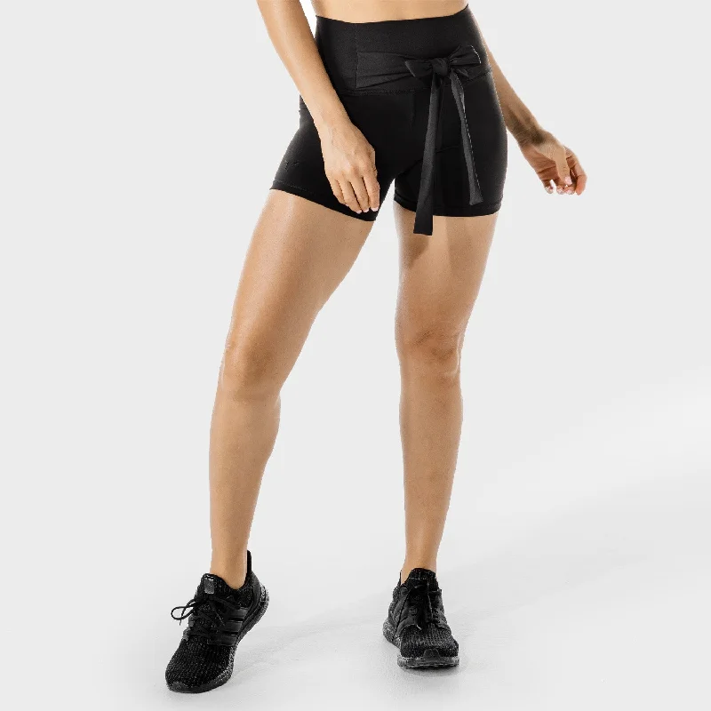 Women's Travel Outfit Set Women's Fitness - Tie Shorts - Black