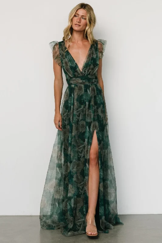 Summer Deals Carmine Maxi Dress | Green Floral