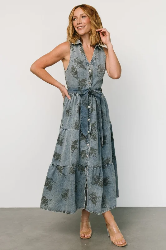 Browse Our Top Products Bernadette Sleeveless Denim Dress | Washed Blue