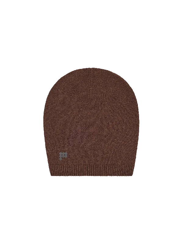 Break Fashion Norms Recycled Cashmere Beanie—chestnut brown