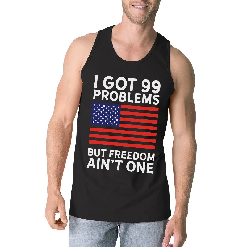 Sustainable Women's Clothing Freedom Ain't One Mens Black Tank Top Funny 4th Of July Tank Top