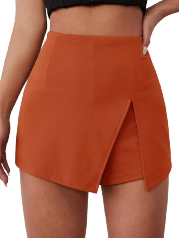 Women's Outerwear Attire Other Side Rust Terry Skort In Orange