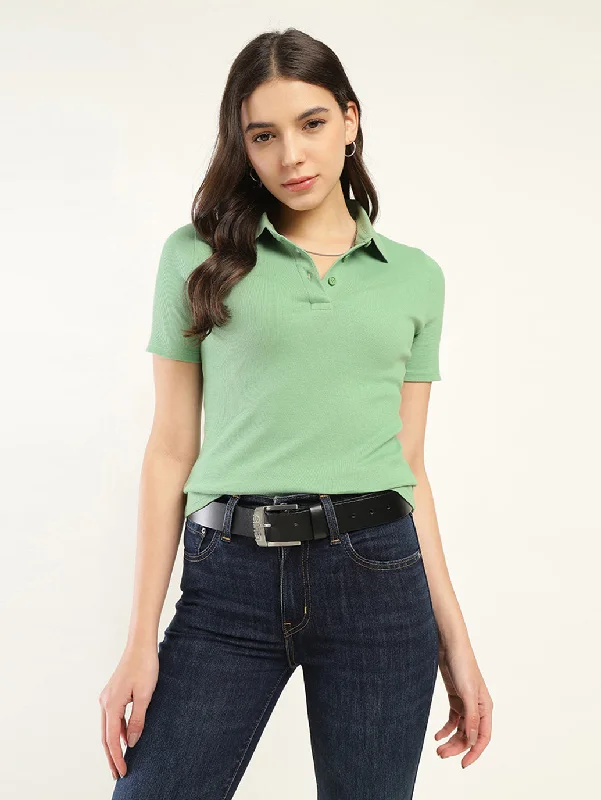 Women's Luxury Apparel Women's Solid Slim Fit Polo T-Shirt